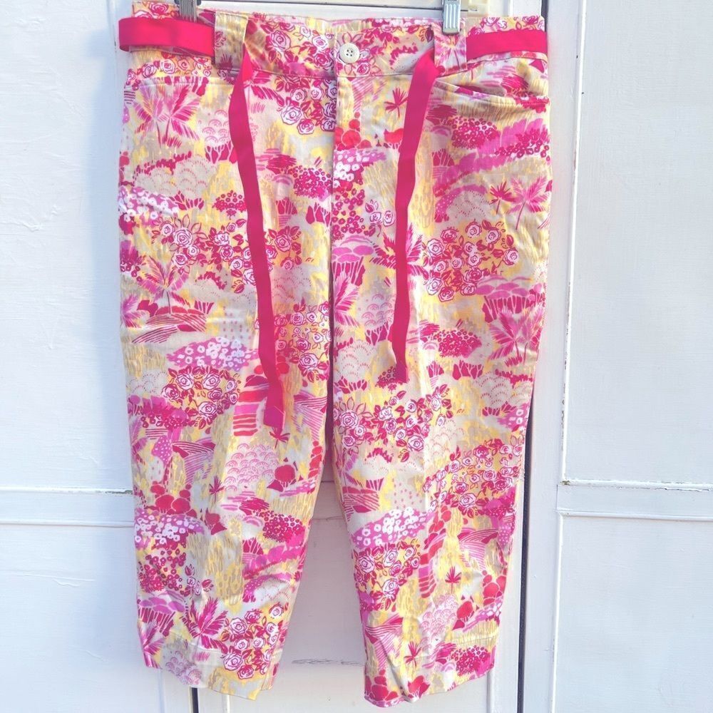 White Stag Petite Stretch Floral Capris Aa3